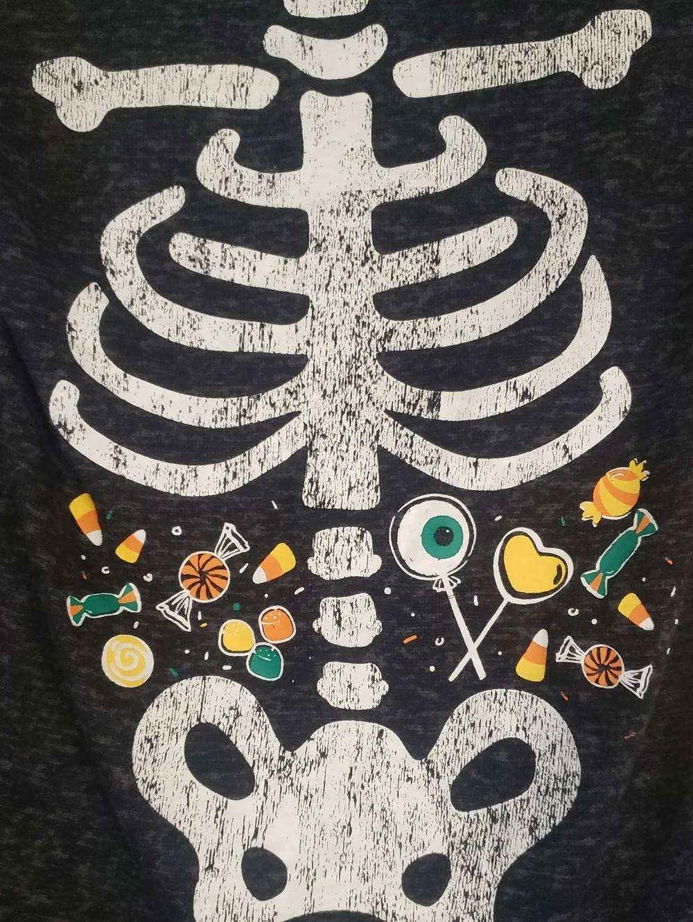 Trick or Treat Sleep Black with Skeleton Candy Print Pajama Set, Size 10